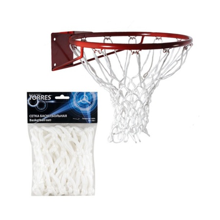 Купить Сетка баскетбольная Torres, нить 6 мм, белая в Костроме 